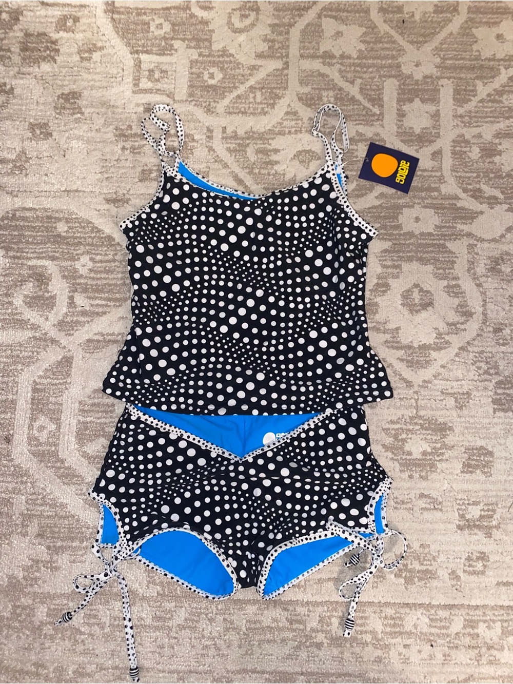 Goldie Swim Marco Island Black & White Polka Dot Tankini TOP ONLY - Picture 4 of 5